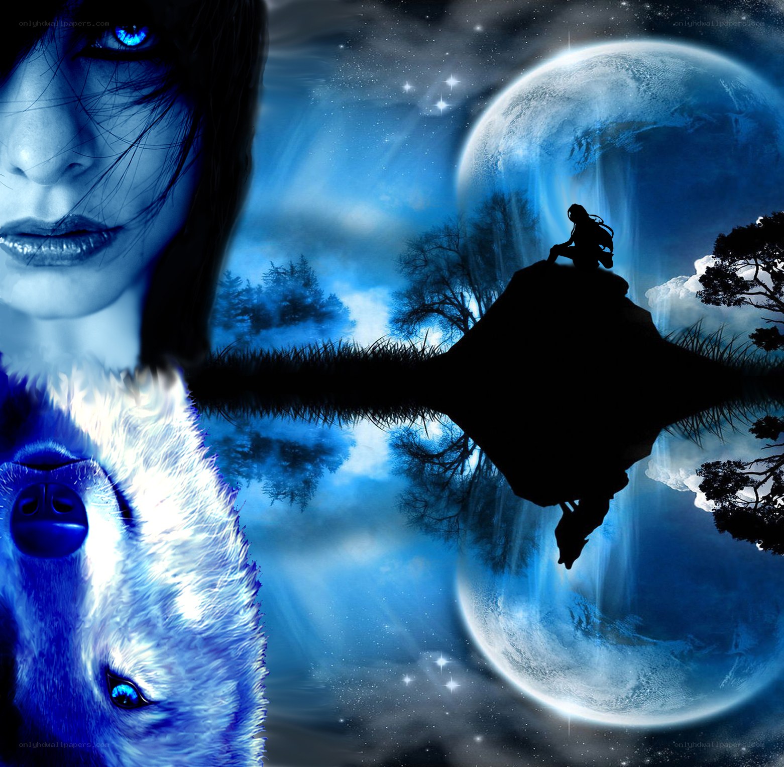 blue moon fantasy scene