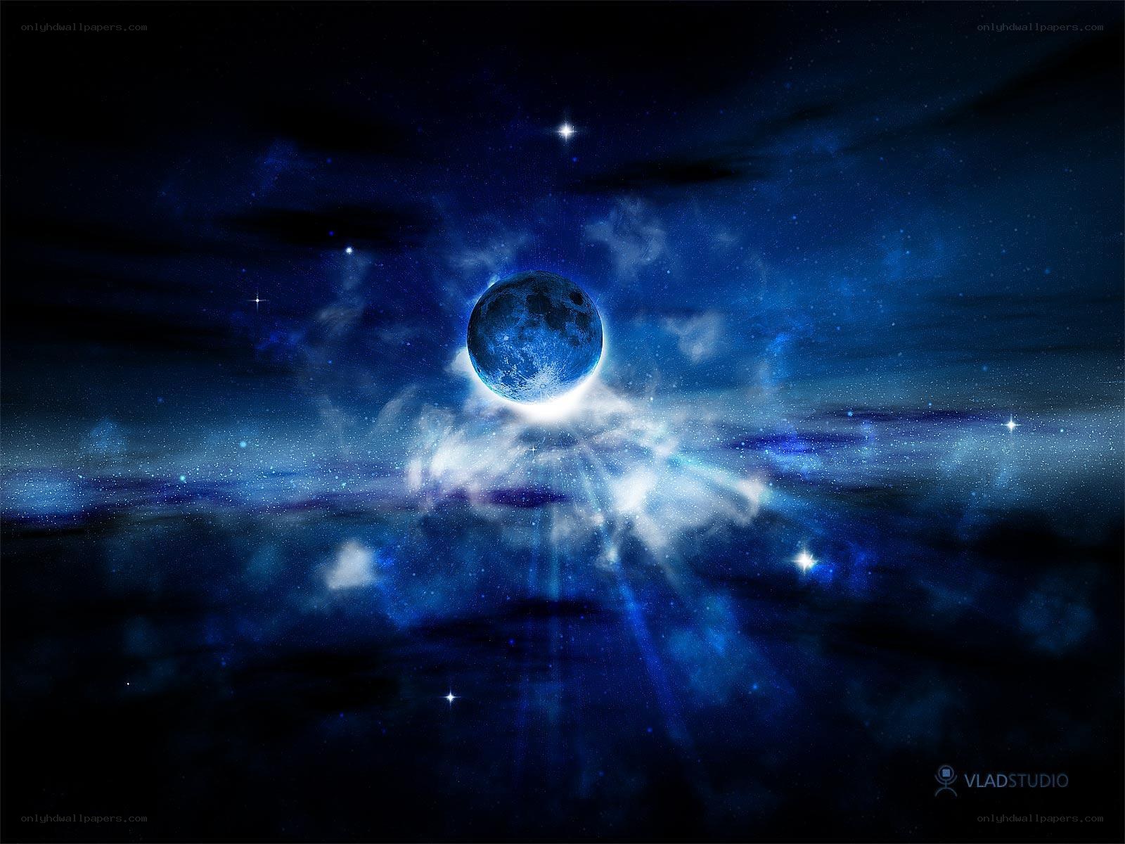 Blue moon in cosmic nebula