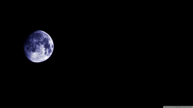 Blue Moon in Night Sky — Black