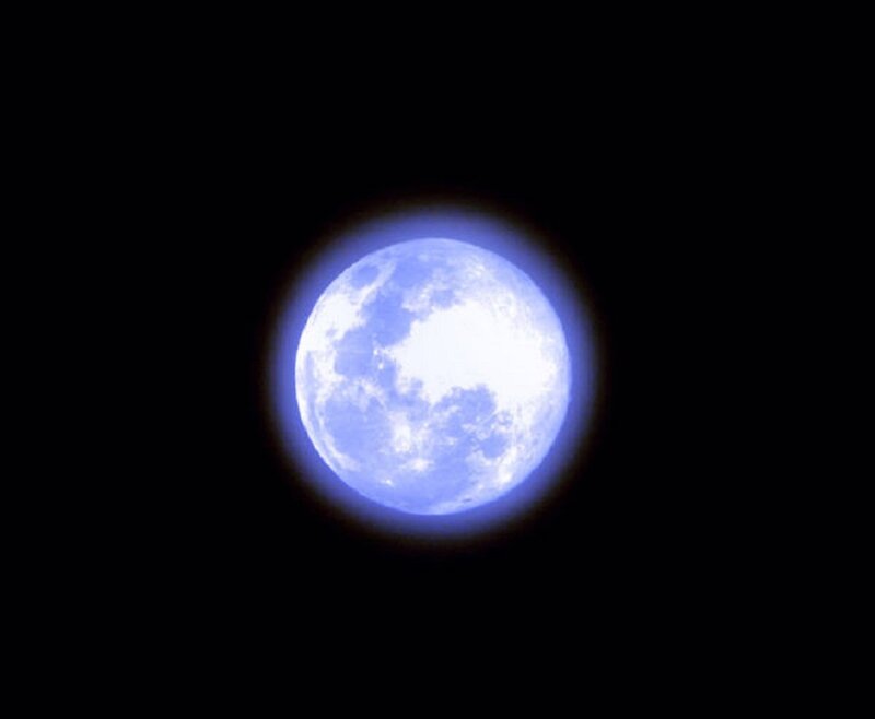 Blue Moon in Night Sky — Serene, Photograph