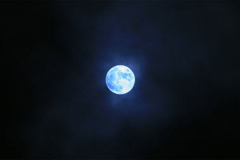 Blue Moon in Night Sky — Serene