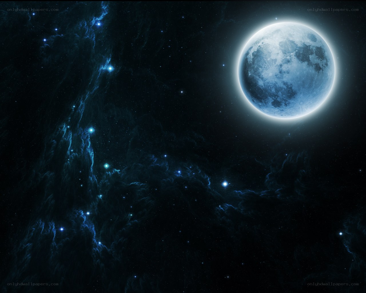 Blue Moon in Starry Sky