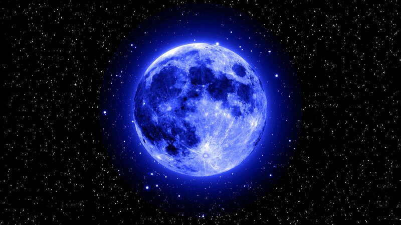 blue moon in starry sky