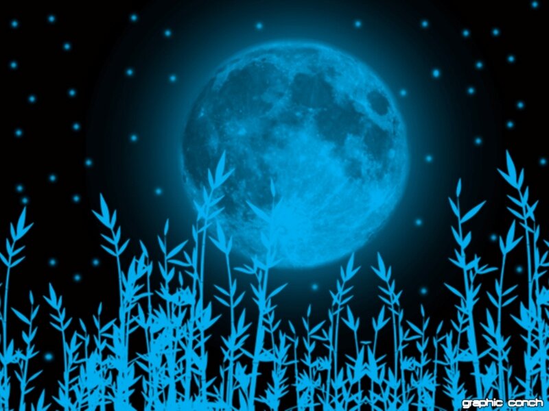 Blue moon over grass