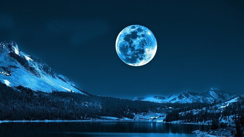 Blue Moon over Lake — Serene