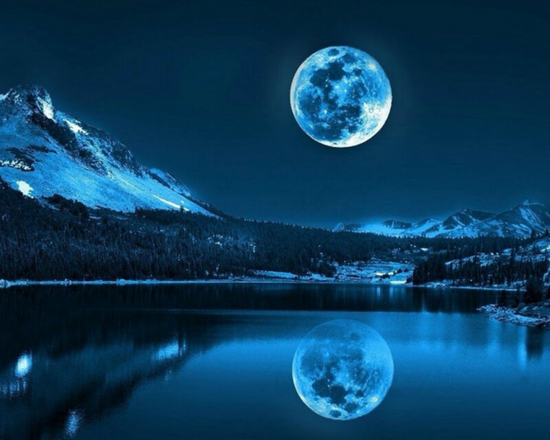 Blue Moon over Lake