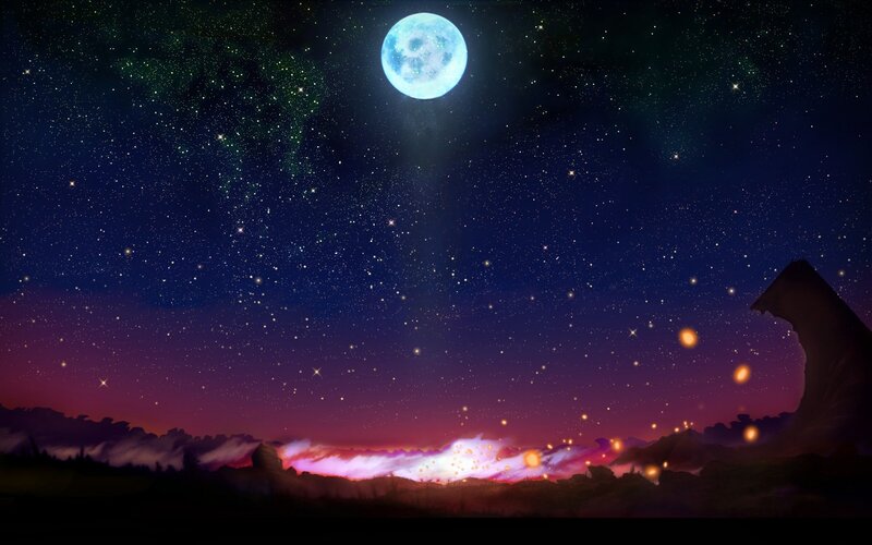 Blue Moon over Landscape