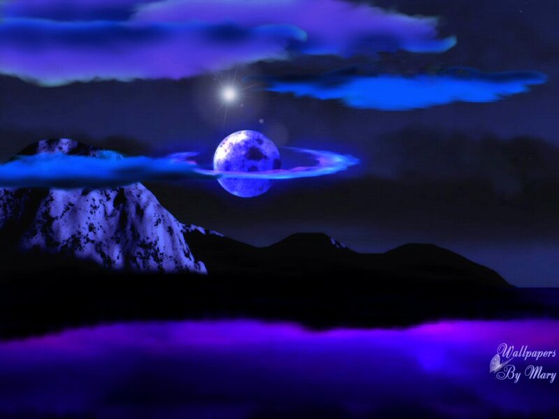Blue Moon over Mountains