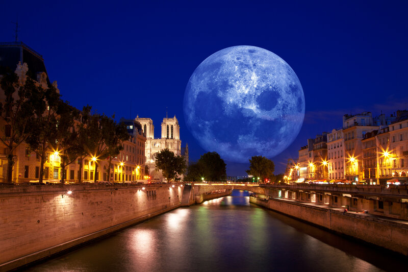 Blue Moon over River
