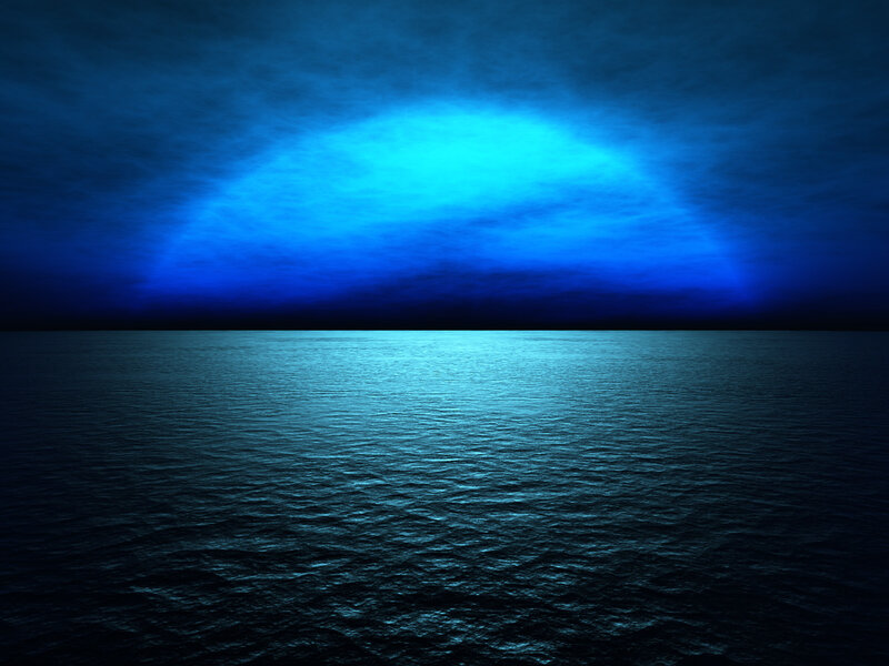 Blue moon over the ocean