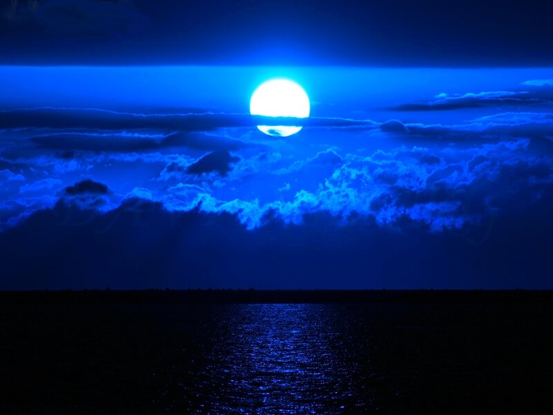 Blue Moon over Water — Dramatic