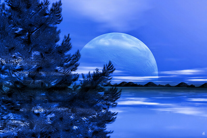 Blue Moon over Water — Serene