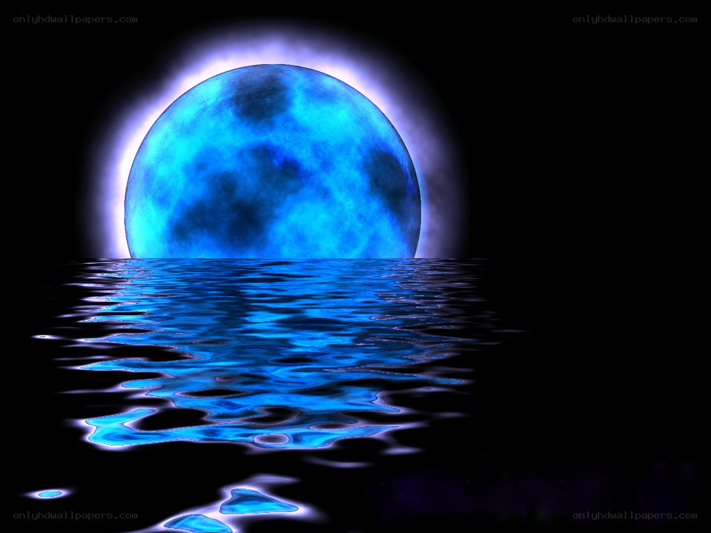 Blue moon over water