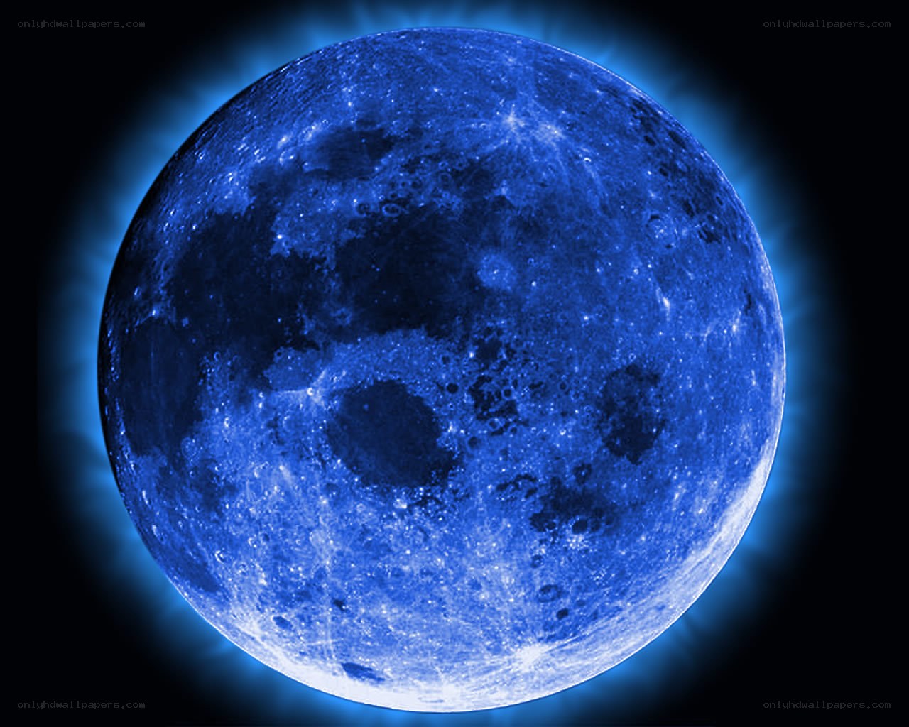 Blue Moon with Glowing Aura