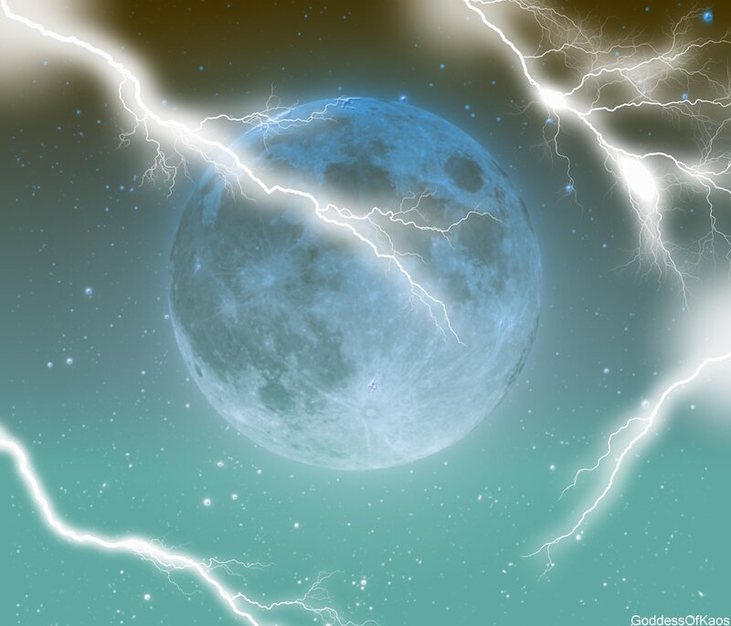 Blue Moon with Lightning