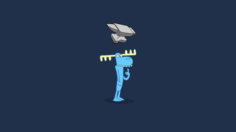 blue moose with anvil