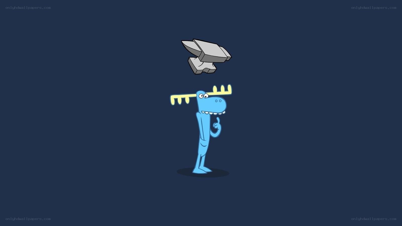 blue moose with anvil
