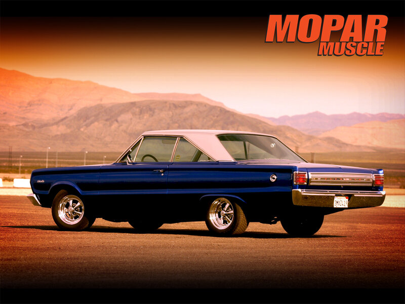 Blue Mopar muscle car
