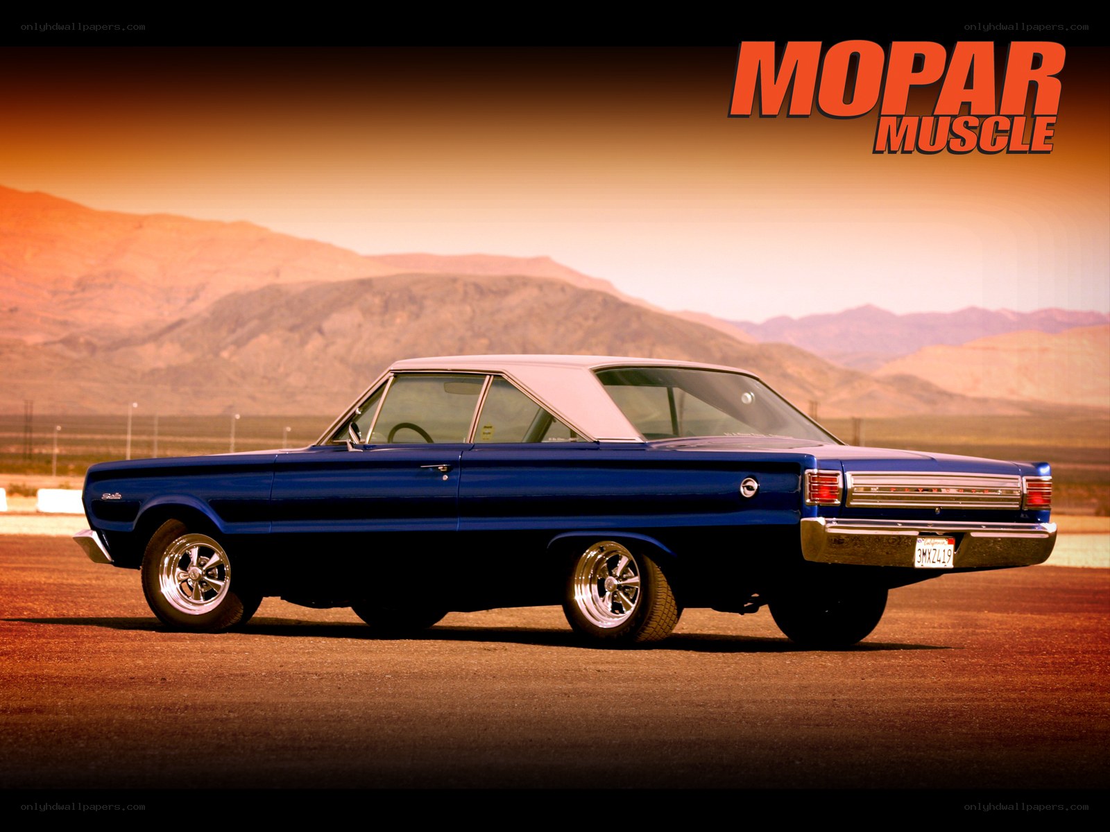 Blue Mopar muscle car