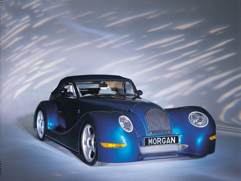 Blue Morgan Aero 8 sports car