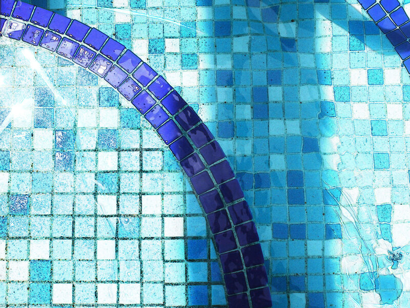 blue mosaic pool tiles