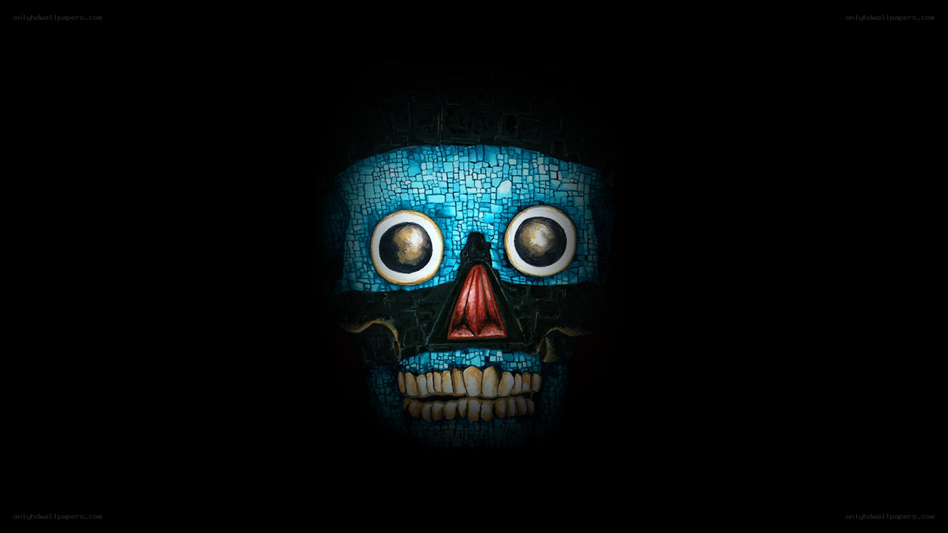 blue mosaic skull mask