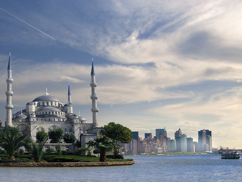 Blue Mosque and City Skyline