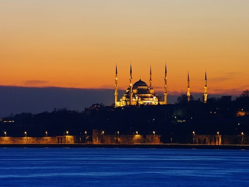 Blue Mosque at Dusk — Orange, Serene