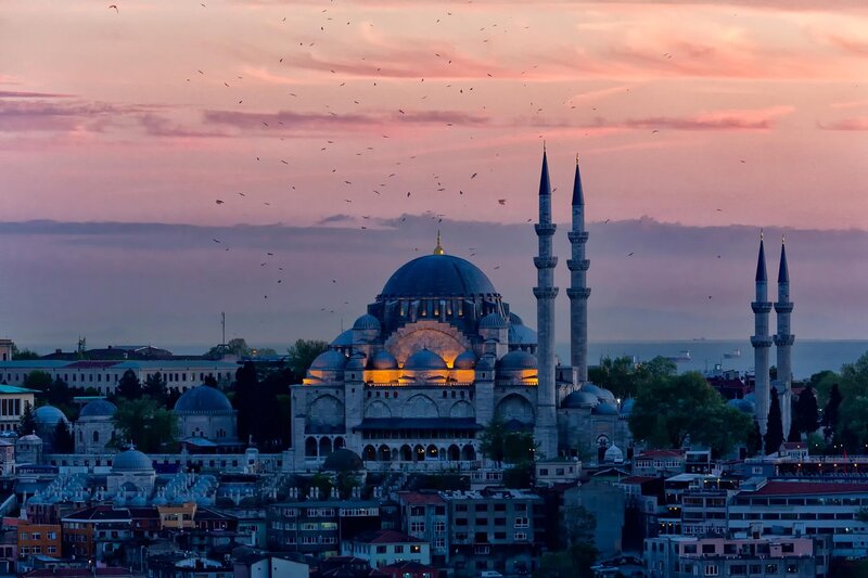 Blue Mosque at Dusk — Pink