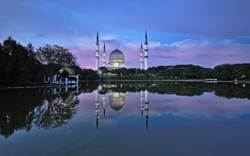 Blue Mosque at Dusk — Serene, Sunset, Photograph
