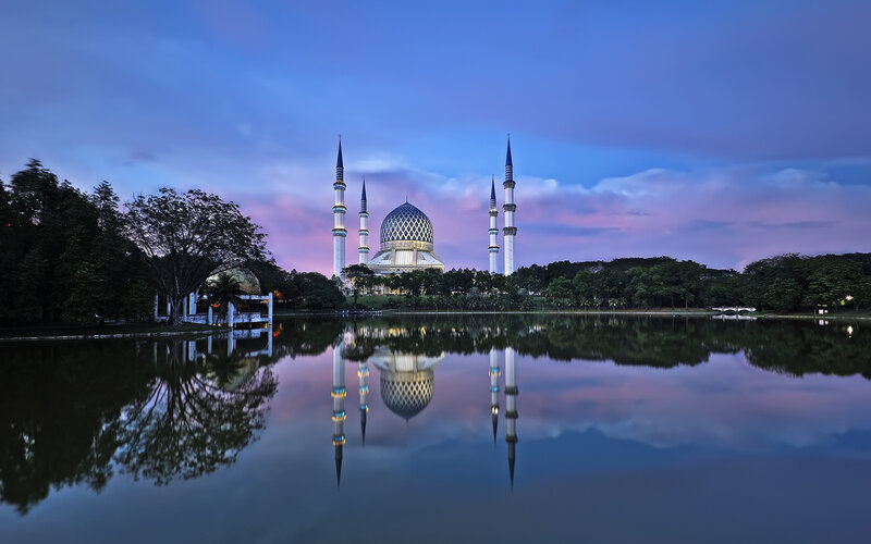 Blue Mosque at Dusk — Serene, Sunset