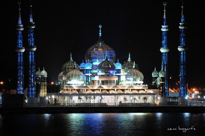 Blue mosque at night