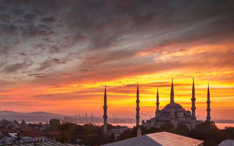 Blue Mosque at Sunset — Orange