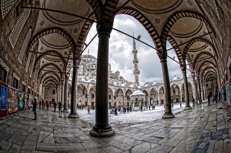 Blue Mosque Courtyard — Gray, Serene