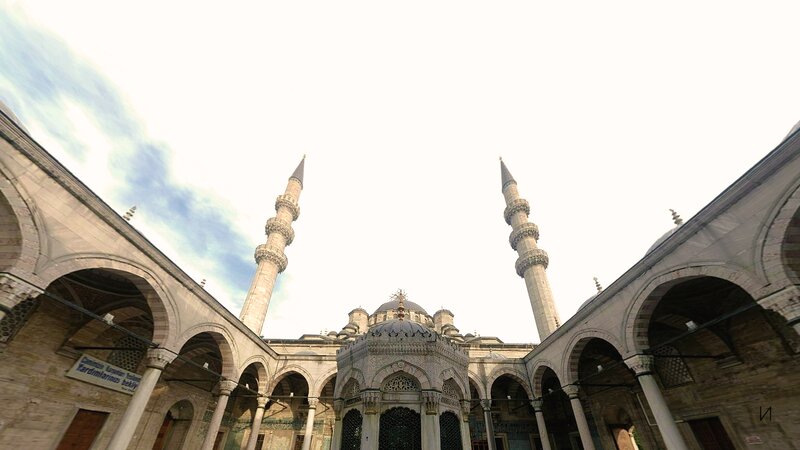Blue Mosque Courtyard — Gray