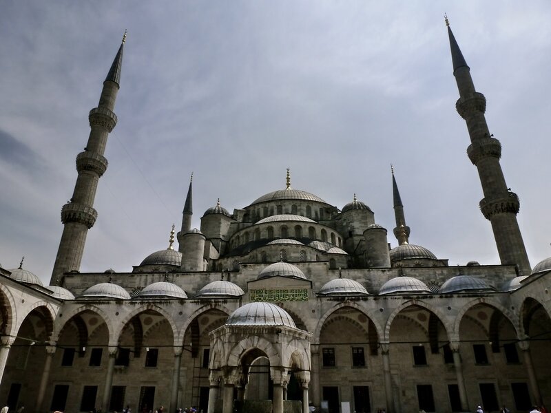 Blue Mosque in Istanbul — Gray, Serene, Afternoon, Photograph, Dome, Minaret