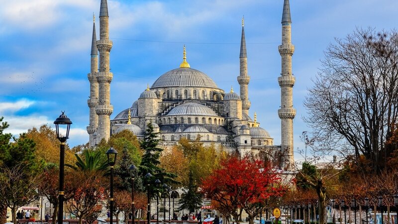 Blue Mosque in Istanbul — Serene, Autumn, Photograph, Minarets, Dome