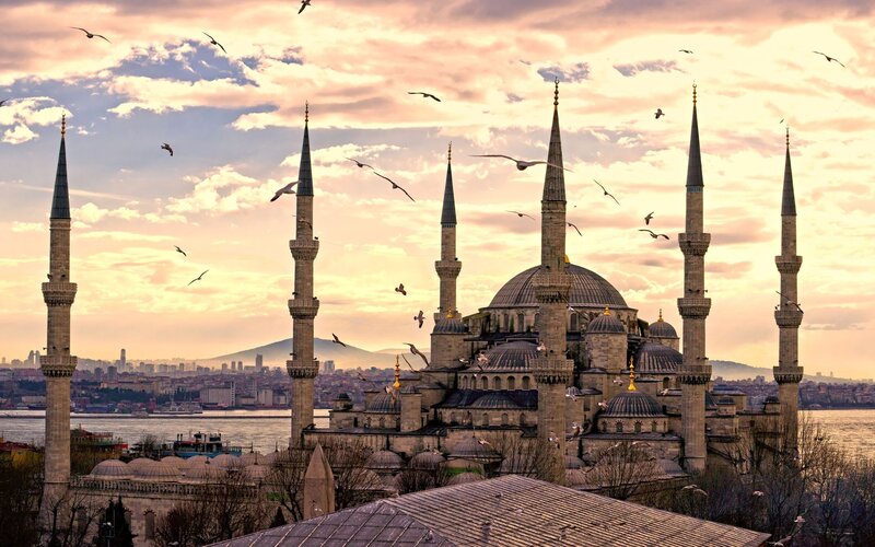 Blue Mosque in Istanbul — Serene, Sunset, Photograph