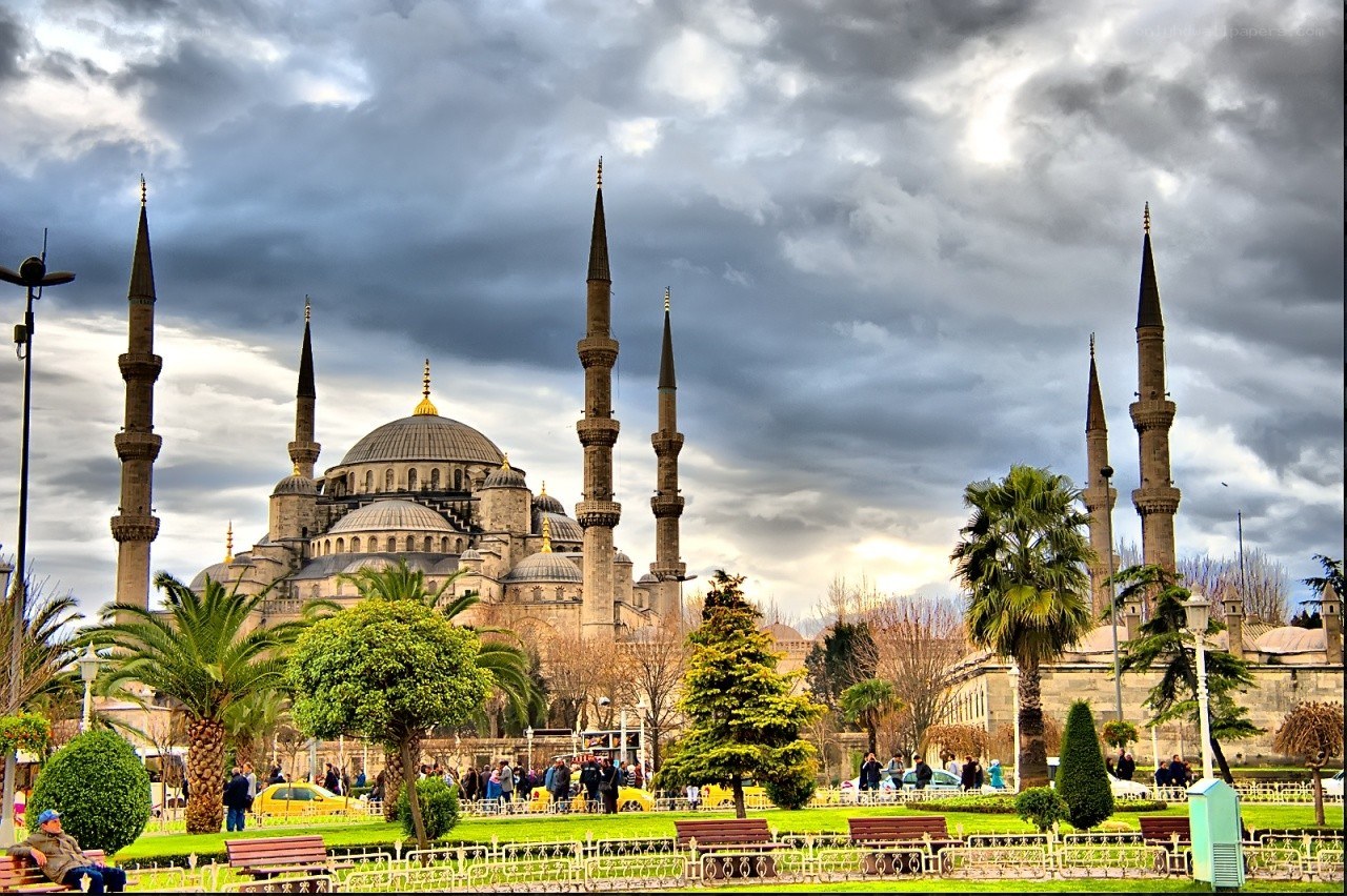 Blue Mosque under cloudy sky