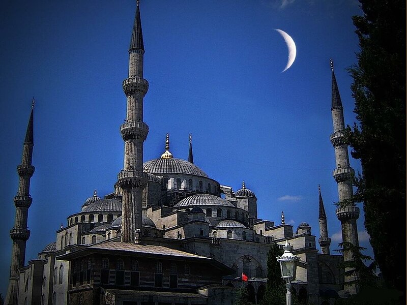 Blue Mosque with Crescent Moon — Serene