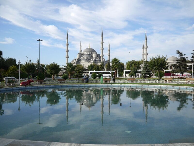 Blue Mosque with fountain reflection