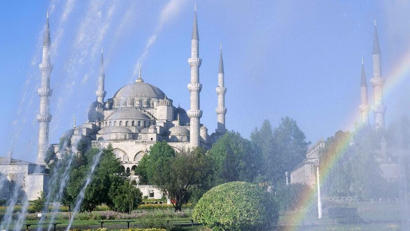 Blue Mosque with rainbow