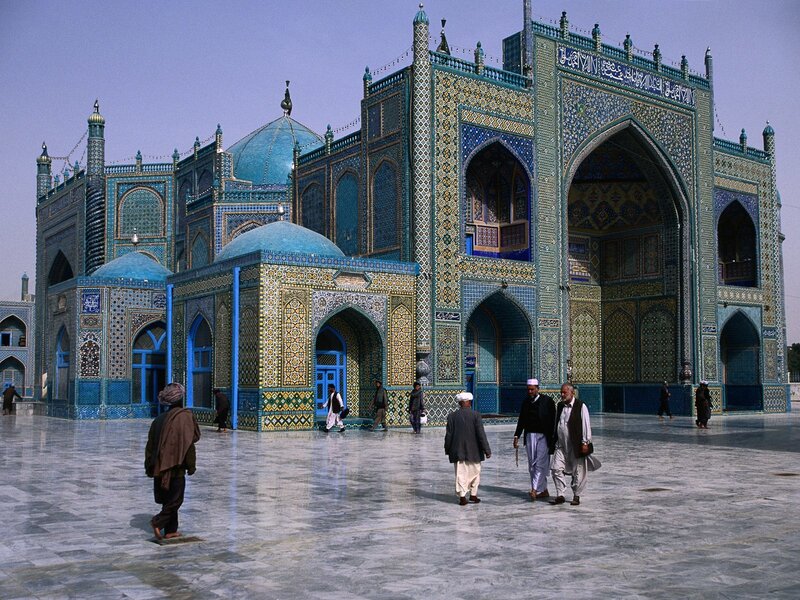 Blue mosque with tiled facade