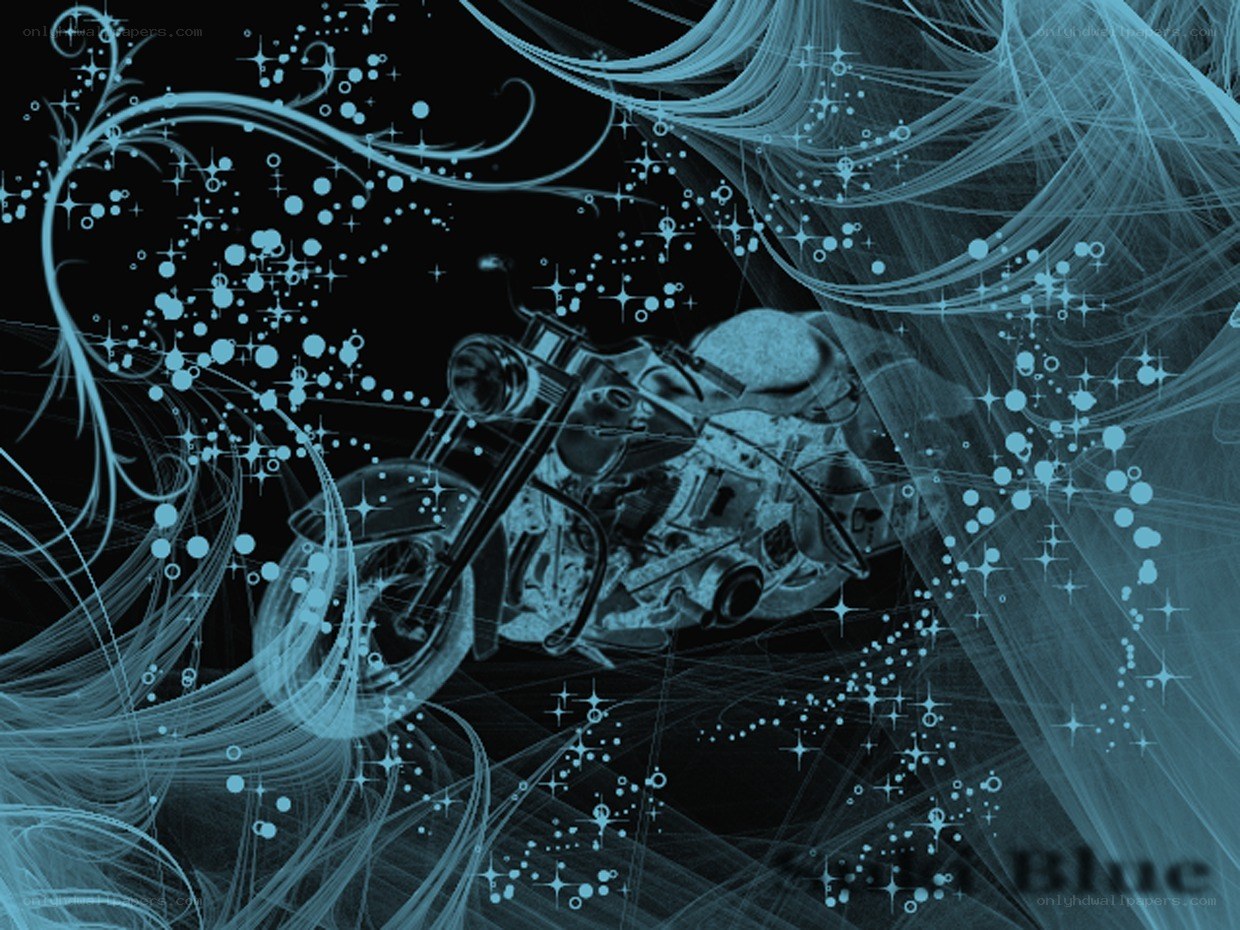 Blue motorcycle abstract art