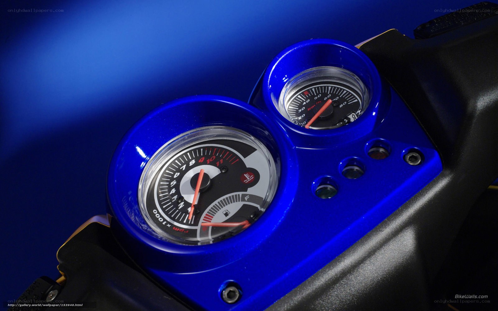 blue motorcycle dashboard