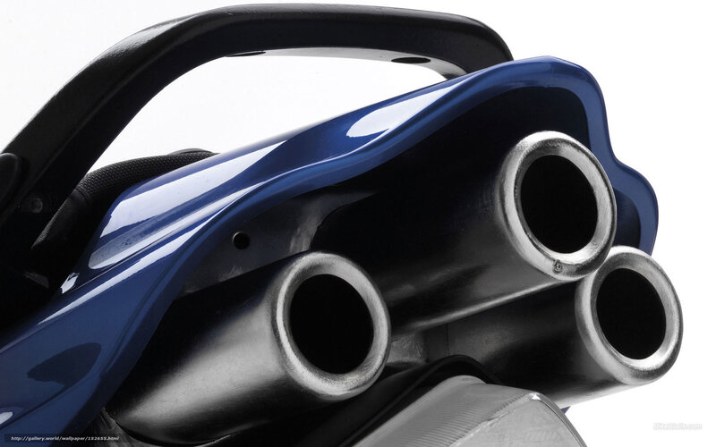 blue motorcycle exhaust pipes