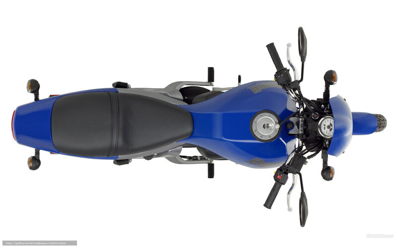 blue motorcycle from above