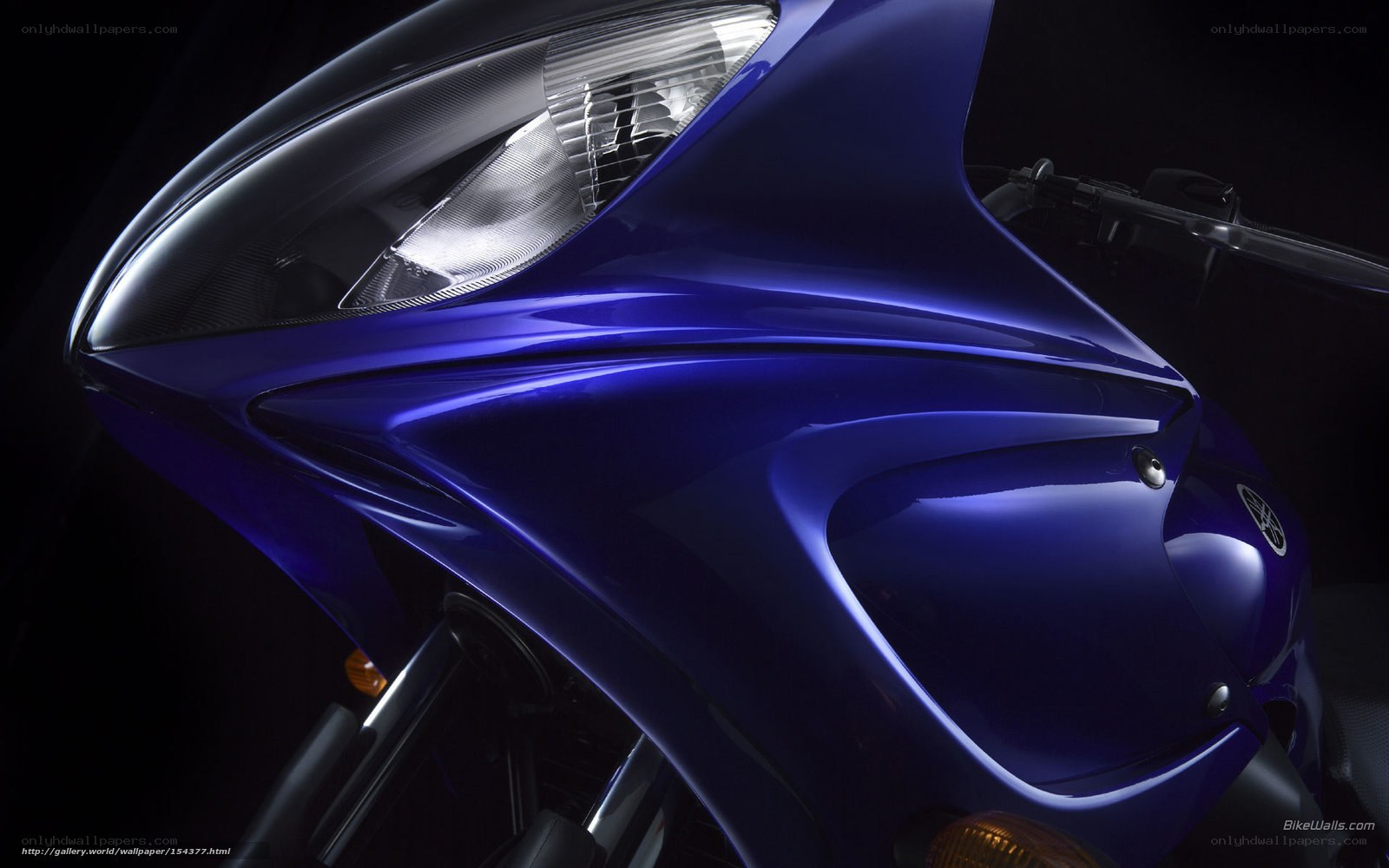 Blue motorcycle front detail