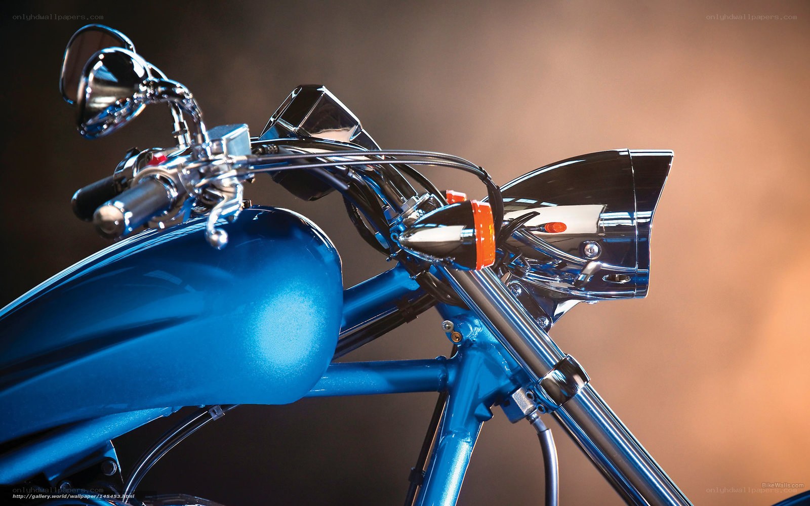 Blue motorcycle front details