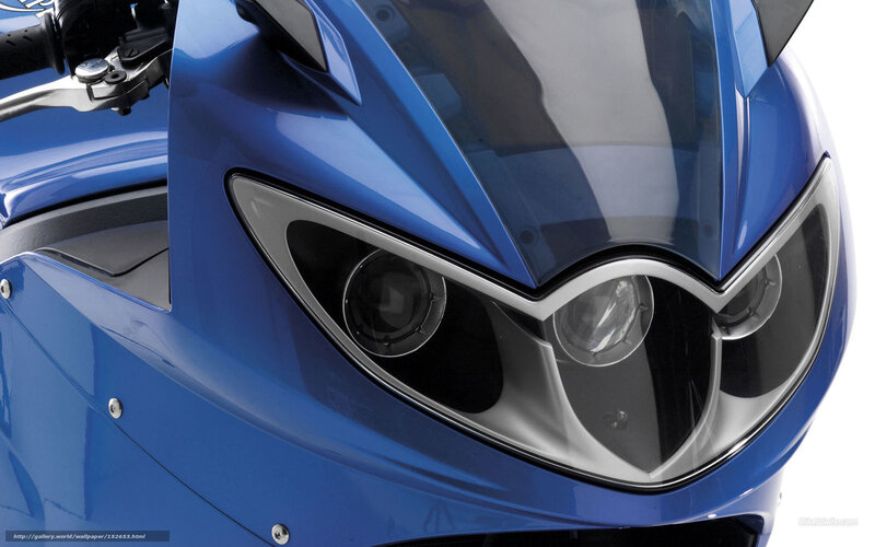 Blue Motorcycle Front — Neutral, Photograph